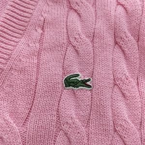 Pink Lacoste cable knit sweater
